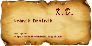 Kránik Dominik névjegykártya